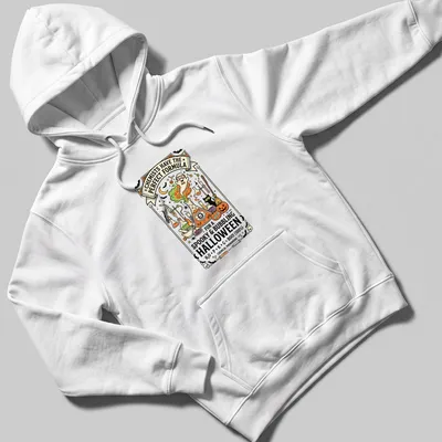 Colorful cartoon design of bubbling potion and lab equipment for Halloween — printed on a unisex hoodie