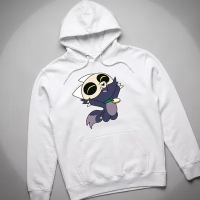Cartoon style t-shirt featuring a happy jumping character with colorful accents — printed on a unisex hoodie