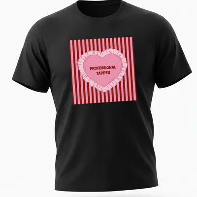 Cartoon heart design with humorous Professional Yapper text in pink and red