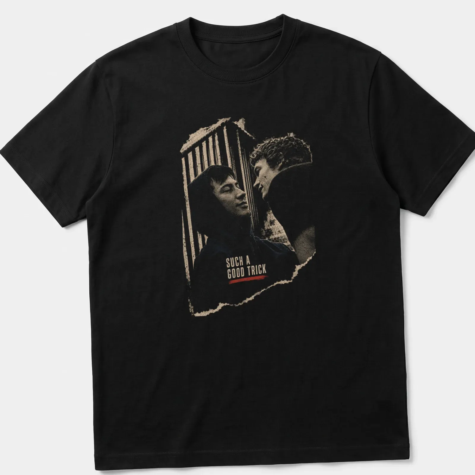 Sketch art of two people in rivalry with the text 'SUCH A GOOD TRICK' — printed on a unisex t-shirt