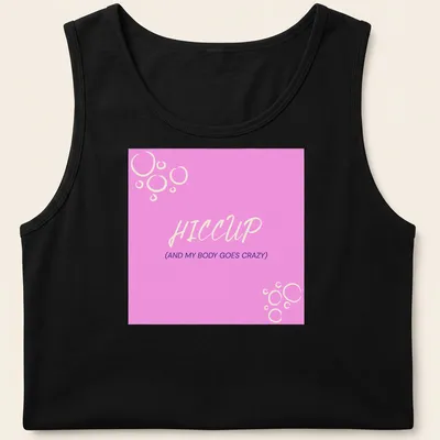 Playful Hiccup tee featuring colorful bubbles and humorous text design. — printed on a tank top