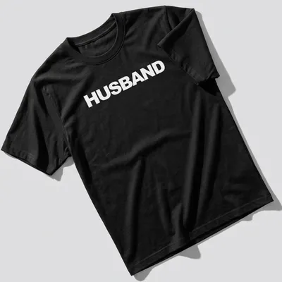 Bold typographic statement t-shirt with the word Husband in white. — printed on a unisex t-shirt