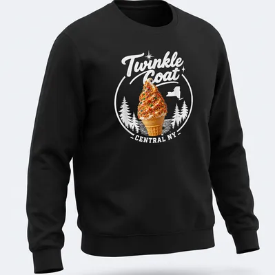 Playful ice cream cone graphic with colorful text for Central NY — printed on a unisex sweatshirt