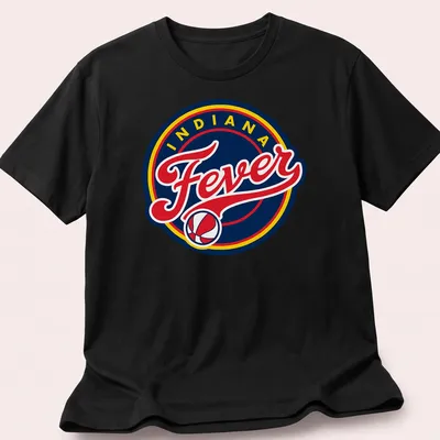 Retro Indiana Fever basketball logo t-shirt in navy, red, and yellow. — printed on a unisex t-shirt