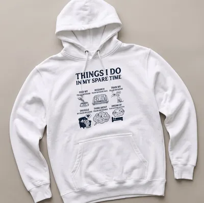 Illustrative T-shirt listing activities related to Italian Greyhounds in black, white, and grey. — printed on a unisex hoodie