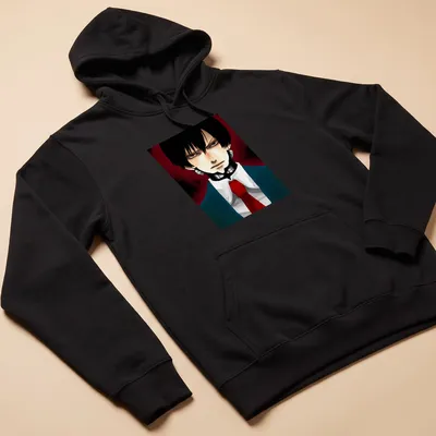 Anime illustration of Joichiro Nishi in vibrant colors on a black — printed on a unisex hoodie