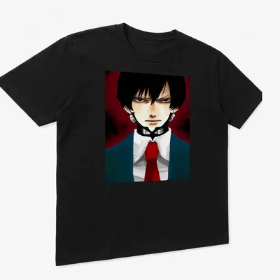 Anime illustration of Joichiro Nishi in vibrant colors on a black — printed on a unisex t-shirt (angled view)