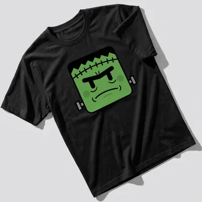 Kawaii style Frankenstein monster with a smile and playful colors
