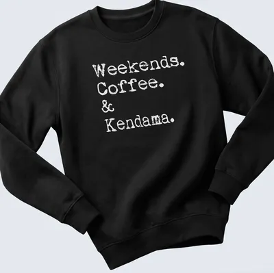 Kendama shirt featuring text: Weekends. Coffee. & Kendama. — printed on a unisex sweatshirt