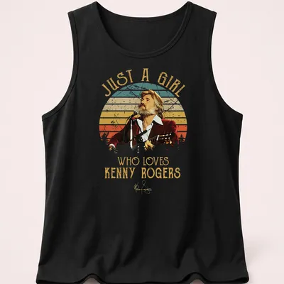 Retro vintage t-shirt featuring Kenny Rogers with colorful nostalgic text — printed on a tank top