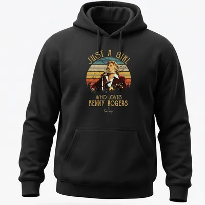 Retro vintage t-shirt featuring Kenny Rogers with colorful nostalgic text — printed on a unisex hoodie