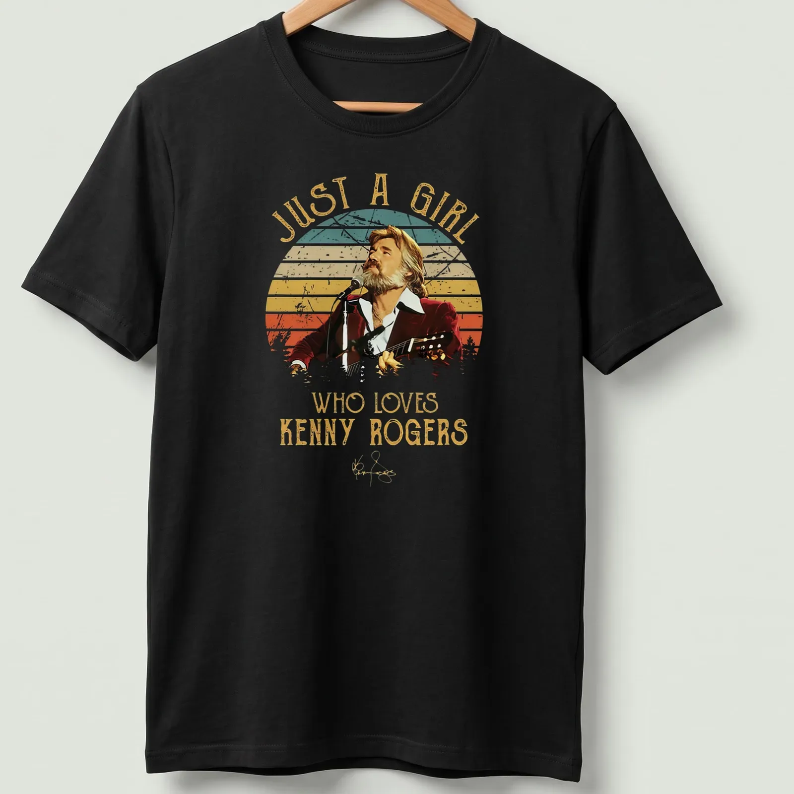 Retro vintage t-shirt featuring Kenny Rogers with colorful nostalgic text — printed on a unisex t-shirt