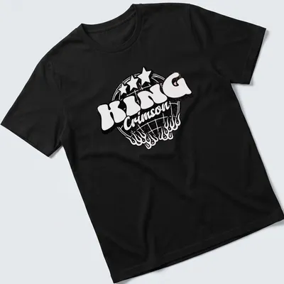 Vintage King Crimson logo in black and red on white background