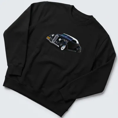 Illustration of a 1936 Lead Sled hot rod with Elegant Customs text in classic style — printed on a unisex sweatshirt