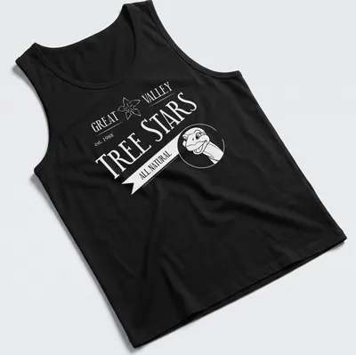 Black and white line art of a long neck dinosaur with the text All Natural below — printed on a tank top
