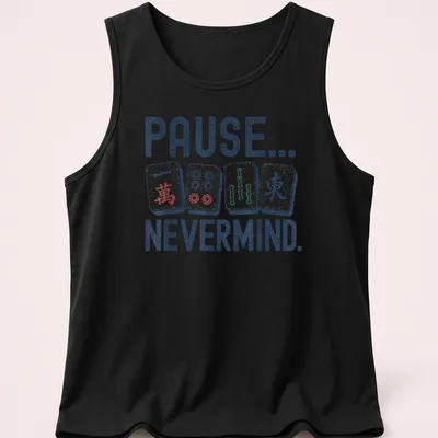 Playful Mahjong graphic tee with colorful Mahjong tiles and humorous text — printed on a tank top
