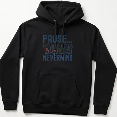 Playful Mahjong graphic tee with colorful Mahjong tiles and humorous text — printed on a unisex hoodie