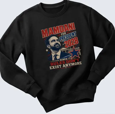 Vintage political tee featuring 'Mamdani for President 2028' with humorous text. — printed on a unisex sweatshirt