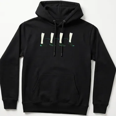 Line art design featuring the phrase 'ROLL STEP' with a marching band theme in black and green. — printed on a unisex hoodie