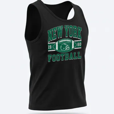 Retro distressed New York Football tee with a helmet and ball design — printed on a tank top