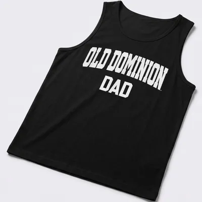 Bold collegiate Old Dominion Dad t-shirt with white lettering — printed on a tank top