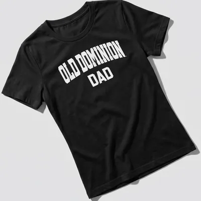 Bold collegiate Old Dominion Dad t-shirt with white lettering — printed on a women's shirt