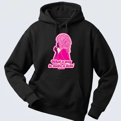 Retro style t-shirt featuring a pink silhouette woman with text below — printed on a unisex hoodie