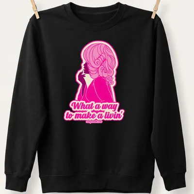 Retro style t-shirt featuring a pink silhouette woman with text below — printed on a unisex sweatshirt