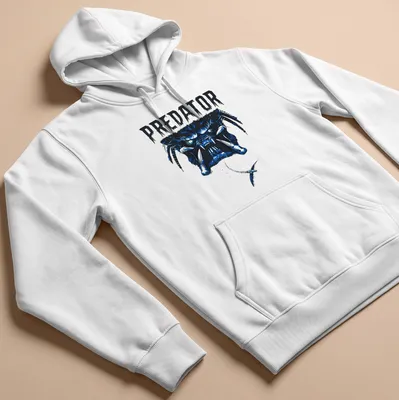 Bold graphic of the Predator face with striking blue and black colors. — printed on a unisex hoodie