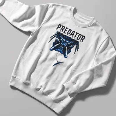 Bold graphic of the Predator face with striking blue and black colors. — printed on a unisex sweatshirt