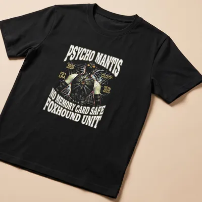 Retro distressed t-shirt featuring Psycho Mantis from Metal Gear Solid