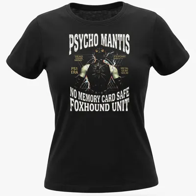 Retro distressed t-shirt featuring Psycho Mantis from Metal Gear Solid — printed on a women's shirt