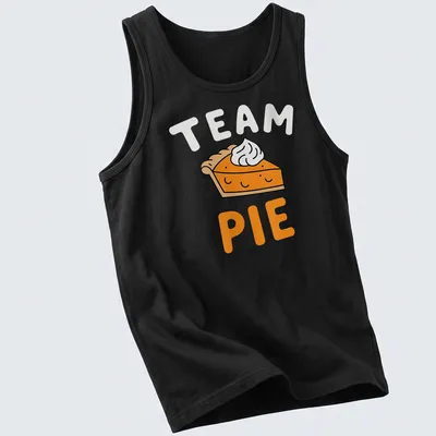 Kawaii Pumpkin Pie T-shirt with cute illustration and Team Pie text — printed on a tank top