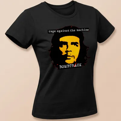 Rage Against the Machine vintage T-shirt with bold text and colors — printed on a women's shirt
