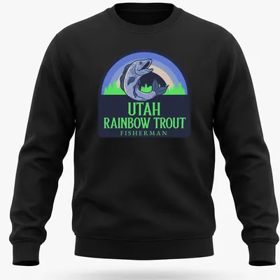Vintage style t-shirt featuring rainbow trout and text for Utah fishermen — printed on a unisex sweatshirt