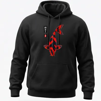 Realistic print of a Utsuri Koi fish with colorful details on a — printed on a unisex hoodie