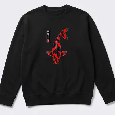 Realistic print of a Utsuri Koi fish with colorful details on a — printed on a unisex sweatshirt
