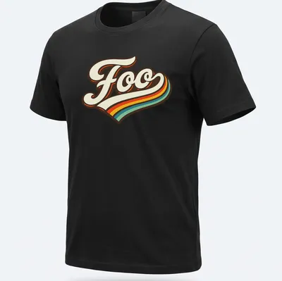 Retro graphic tee featuring the word Foo in colorful retro styling