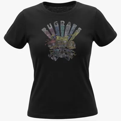 Cartoon-style Rugrats characters with smiling Angelica and bright colors — printed on a women's shirt