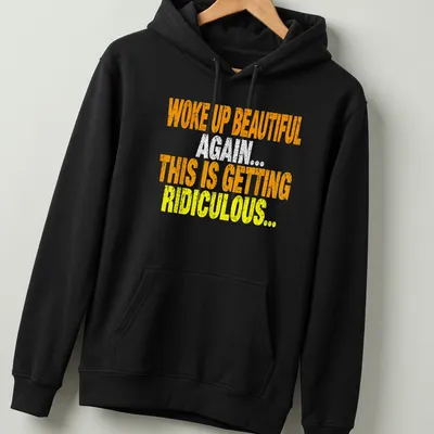 Bold distressed t-shirt featuring sarcastic humor text in orange, white, and yellow. — printed on a unisex hoodie
