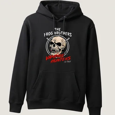 Bold graphic t-shirt featuring a skull and swords with Vampire Hunters text — printed on a unisex hoodie
