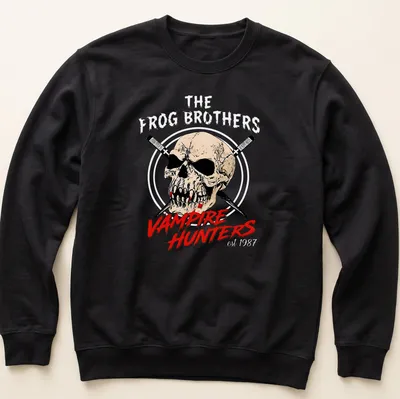 Bold graphic t-shirt featuring a skull and swords with Vampire Hunters text — printed on a unisex sweatshirt