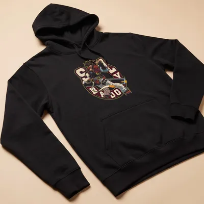 Vibrant anime-style illustration of Sol Badguy from Guilty Gear in bold colors. — printed on a unisex hoodie