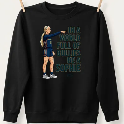 Cartoon volleyball player design with the phrase about kindness against bullying — printed on a unisex sweatshirt