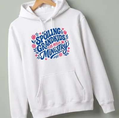 Bold typography t-shirt celebrating grandmothers' love for their grandkids, with floral elements — printed on a unisex hoodie