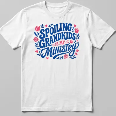Bold typography t-shirt celebrating grandmothers' love for their grandkids, with floral elements