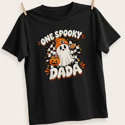 Kawaii design featuring a spooky ghost and playful text for Halloween.