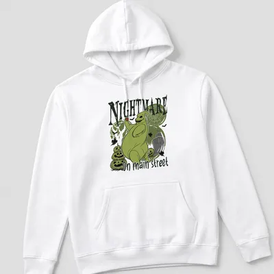 Illustrative horror design of a spooky green ghost with Halloween colors — printed on a unisex hoodie
