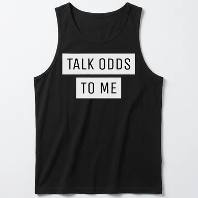 Bold black and white typography on a sports betting theme — printed on a tank top
