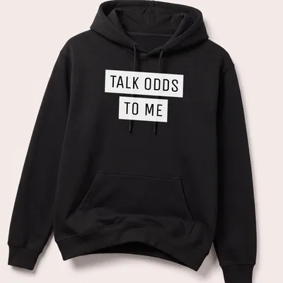 Bold black and white typography on a sports betting theme — printed on a unisex hoodie